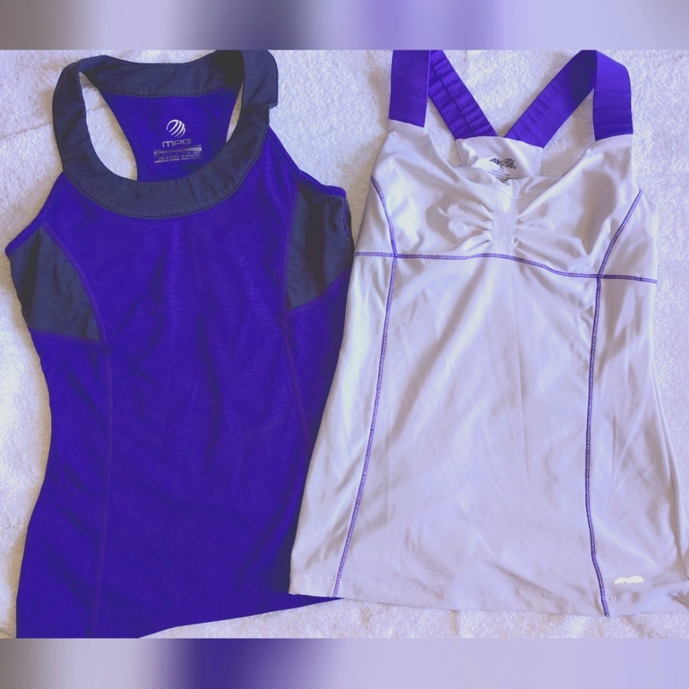 2 Women's Purple and White/Gray Tank Running Tops
